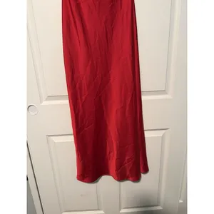 Zara Red Asymmetrical One Shoulder Satin Gown Maxi Dress Formal Grecian Holiday thumbnail 2