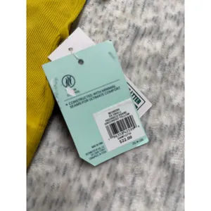 DSG Womens High Neck Seamless Brami Ribbed‎ Tank Top Grounded Yellow XXS NEW thumbnail 3