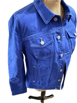 Talbots Classic Jean Jacket Size M Royal Blue thumbnail 6