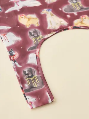 BAGGU Standard Reusable Tote Fancy Dogs Print Burgundy and Puppies NWT! thumbnail 2