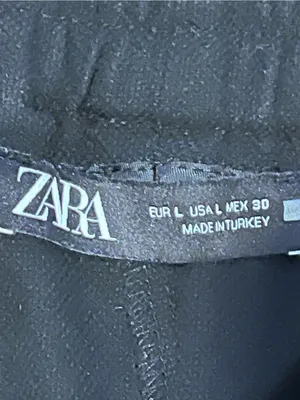 Zara Black Jogger Pants Size L Drawstring High Rise Cuffed Loungewear thumbnail 4