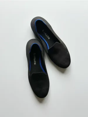 Rothy's The Loafer Black with Blue Trim Slip On Shoes thumbnail 4