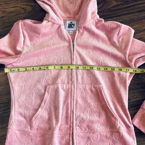 Juicy Couture Logo Embossed Pink Velour Tracksuit with Hoodie Top Small Bottom M thumbnail 5
