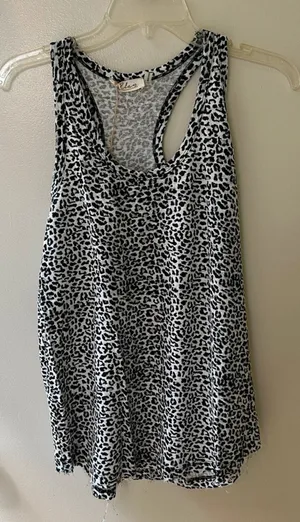 Elan cheetah print distressed tank top thumbnail 1