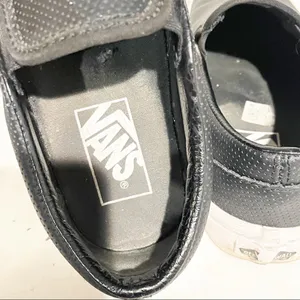 Vans Size 6.5 Classic Slip On Black Leather Slip On Shoes‎ Women’s thumbnail 6