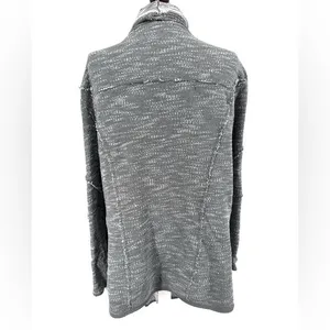 Free People In The Loop Open-Front‎ Waterfall Cardigan Gray White L thumbnail 6