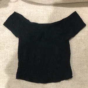 Brandy Melville Black Smocked Stretchy Crop Top thumbnail 1