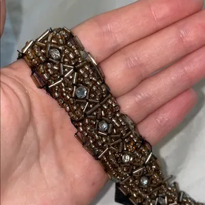 Elegant Beaded Headband - Black and Brown thumbnail 4