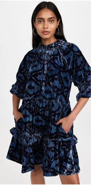 Figue Velvet Mini Dress Navy thumbnail 1