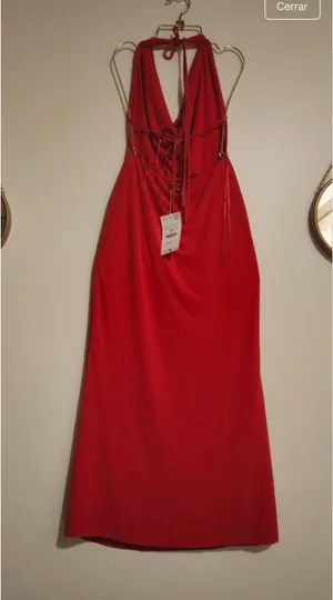 Zara Red Cowl-Neck Halter Maxi Dress thumbnail 3