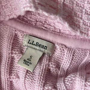 LL Bean Pink Cable Knit 100% Cotton Open Cardigan thumbnail 3