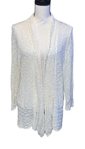 Fever Open-Front Cream Knit Cardigan Sweater Long Sleeve Casual thumbnail 1