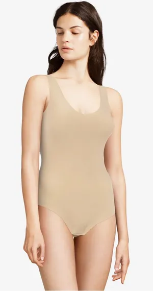 Chantelle smooth touch‎ nude bodysuit XS/S padded with snap closure thumbnail 1