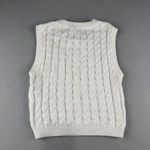 Abercrombie & Fitch Womens Cable Knit Sweater Vest Cream White XS Sleeveless Top thumbnail 2