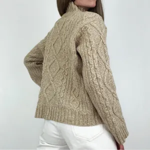 J.Crew Wool-Blend Cable-Knit Rollneck Sweater in Beige | Size L thumbnail 7