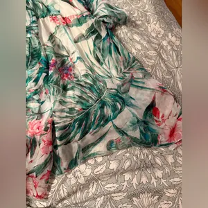 Elena Baldi Silk Blend Tiered Maxi Dress with Green and Pink Pattern thumbnail 5