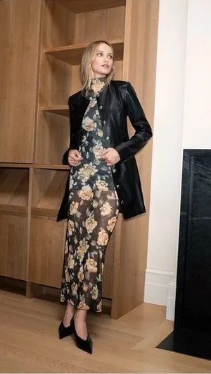 NWT Favorite Daughter Sheer Fantasy Maxi Dress Golden Flowerbed Small thumbnail 1