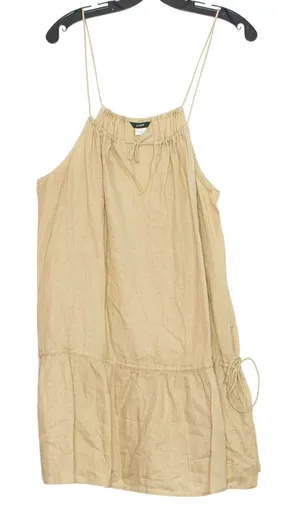 J Crew Linen Dress Minimalist Coastal Beach Resort Boho Neutral Summer Casual M thumbnail 1