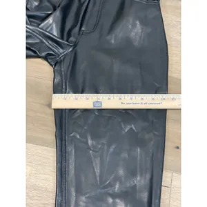 Abercrombie & Fitch ’90s Straight Ultra High Rise Faux Leather Pants Sz 6 Black thumbnail 8