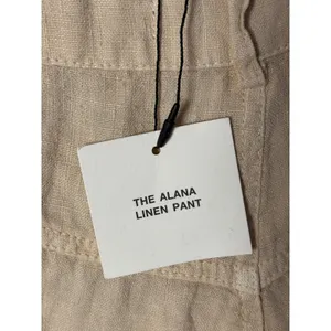 Zara Womens Alana Linen Pant M Beige Cargo Wide Leg Seam Detail Coastal Grandma thumbnail 7
