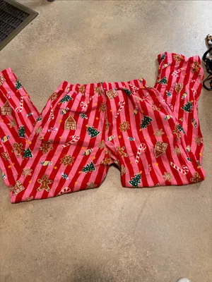 Old Navy Pink and Red Holiday Stripe Pajama Pants thumbnail 3