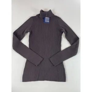Basic Editions Top Size S Brown Cotton Ribbed Turtleneck Stretch Knit NWT thumbnail 2