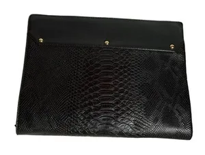 Justfab Joey portfolio‎ iPad clutch black faux leather python embossed fold over thumbnail 1