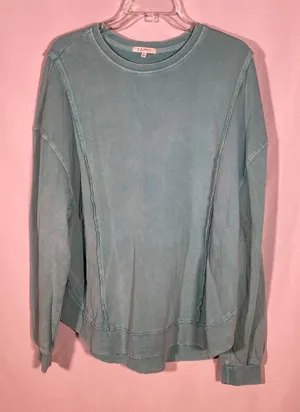 Z Supply Womens Replay Sweatshirt Teal Green Oversized Large thumbnail 1