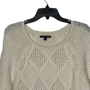 American Eagle Open Knit Sweater Size‎ Small Cream Cotton Wool Stretch Blend thumbnail 2