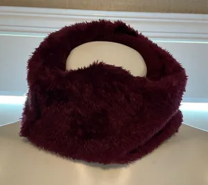 Elegant Maroon Faux Fur Scarf thumbnail 1