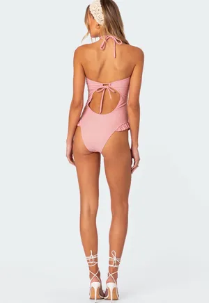 Edikted Cut-Out Swimsuit Pink thumbnail 4