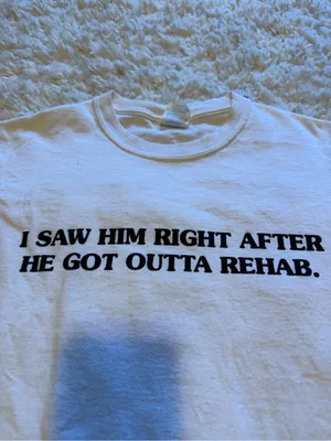 John Mulaney White Graphic Tee - I Saw Him Right After He Got Outta Rehab thumbnail 2