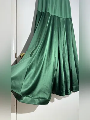 Hutch Anthropologie Strapless Satin Gown in Deep Green Maxi Dress thumbnail 10