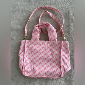 Estée Lauder Pink Fabric Bag toiletries travel beach summer makeup cosmetics thumbnail 2