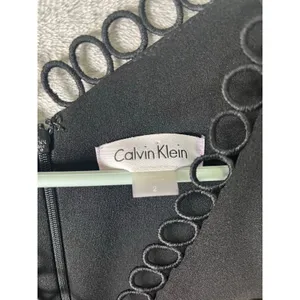 Calvin Klein Black Sheath‎ Dress Sleeveless Ring Trim V-Neck Career Cocktail 2 thumbnail 4