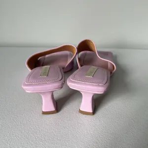 GLOW Leather Heels Square Toe Pink Purple Backless Slip On Women's Size 8 thumbnail 4