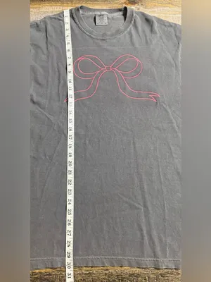 Comfort Colors Pepper Short Sleeve Tee with embroidered Pink Bow thumbnail 6