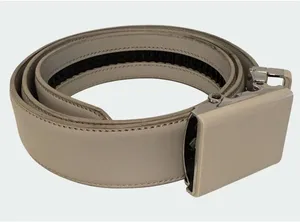 Falari Automatic Ratchet Belt Size Medium‎ Adjustable Buckle Gray Leather Strap thumbnail 1