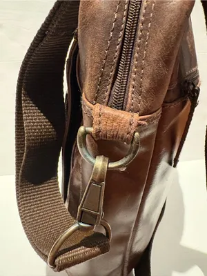 Classic Brown Leather Crossbody Messenger Bag for Men or Women. thumbnail 4