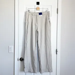 Old Navy Taylor Extra High Rise Beige Herringbone Wide Leg Full Length Trousers thumbnail 5