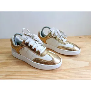 Michael Kors Women's Gold White Leather Sneakers Shoes Size 8.5 M LS24F Low Top thumbnail 2