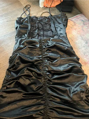 Lucy in the Sky Black Ruched Mini Dress thumbnail 6