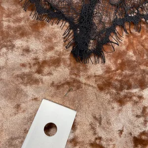 Bershka Velvet Cami Top Lace Trim Spaghetti Strap Brown Tank Top‎ Size S - flaw thumbnail 4