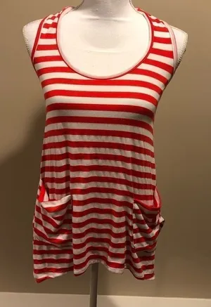 Ella Moss Red & White Striped Tank Top thumbnail 1