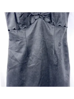 Sky to Moon Black Scallop Bow Mini Dress M thumbnail 3