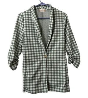 Altard State Green‎ Checkered Blazer Sz Small Classic Office Career Professional thumbnail 1