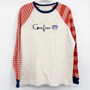 Laika Womens Coraline Embroidered Stars Striped Raglan Baseball Tee Size L thumbnail 2