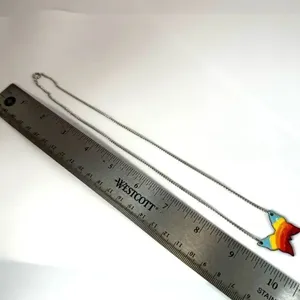 Rainbow butterfly pendant necklace thumbnail 7