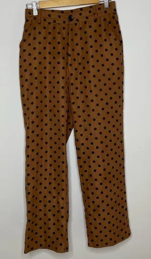 Shein- Brown Straight Leg Pants with Black Polka Dots thumbnail 1