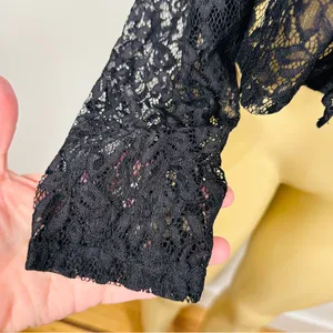 Set 2 Divided Shirts Sz M Black Lace Crochet Sweater Shirt H&M HM Top thumbnail 6